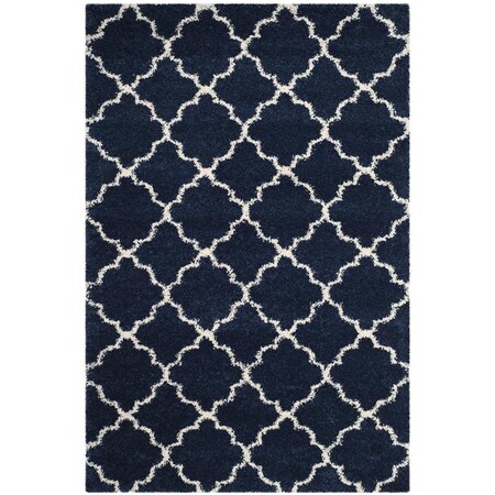 Flowers First 5 ft. 1 in. x 7 ft. 6 in. Hudson Shag Power Loomed Rug, Navy & Ivory - Medium Rectangle FL1892383